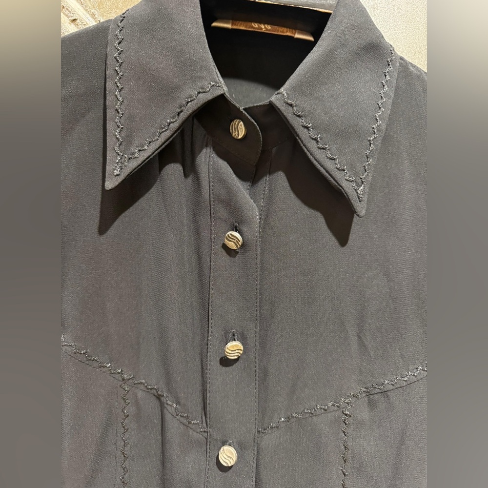 Source Unknown Black Button-Down Women's Sheet Sh… - image 3